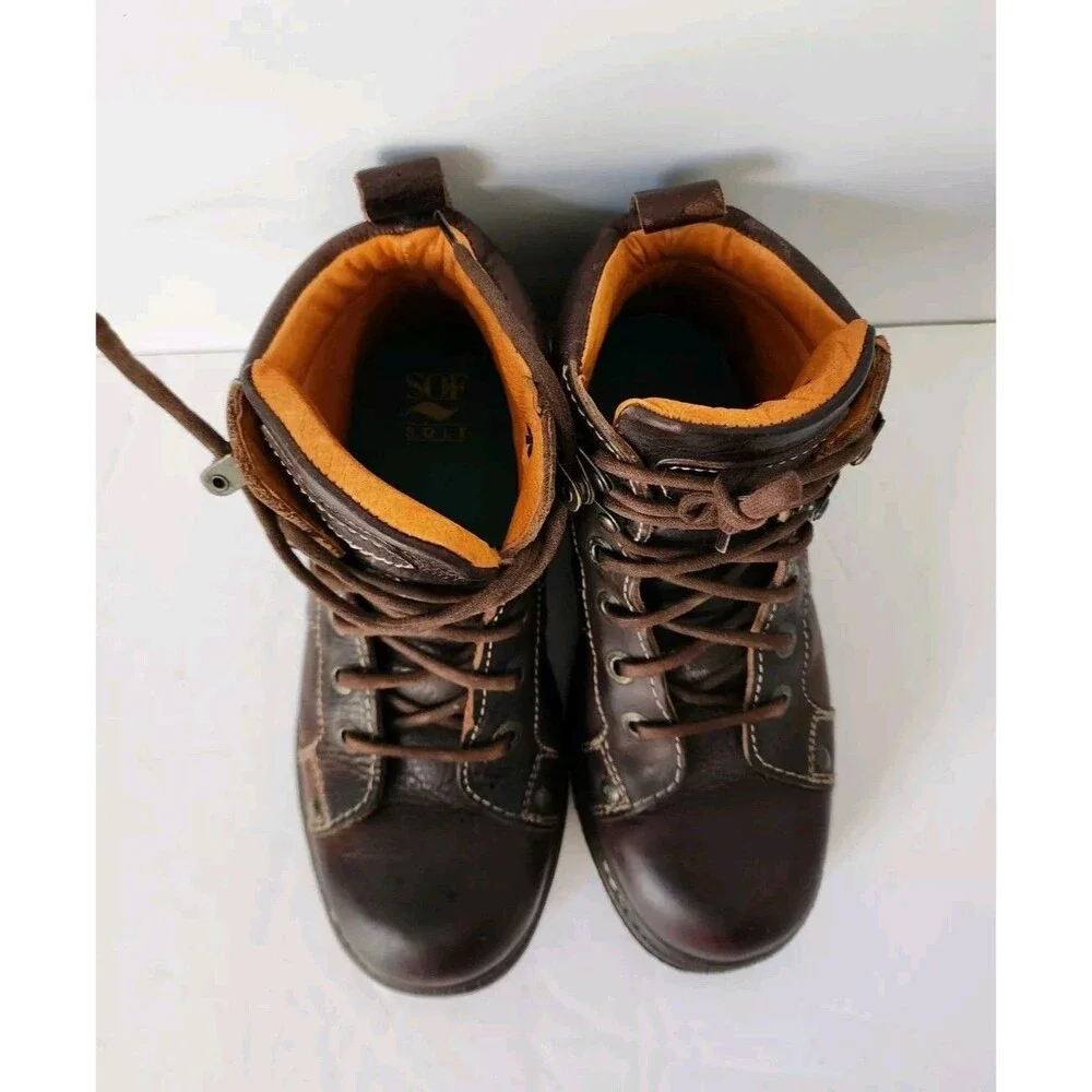 Rare London Underground Platform Leather Brown Lace Up Boots Wm 6 Men 4